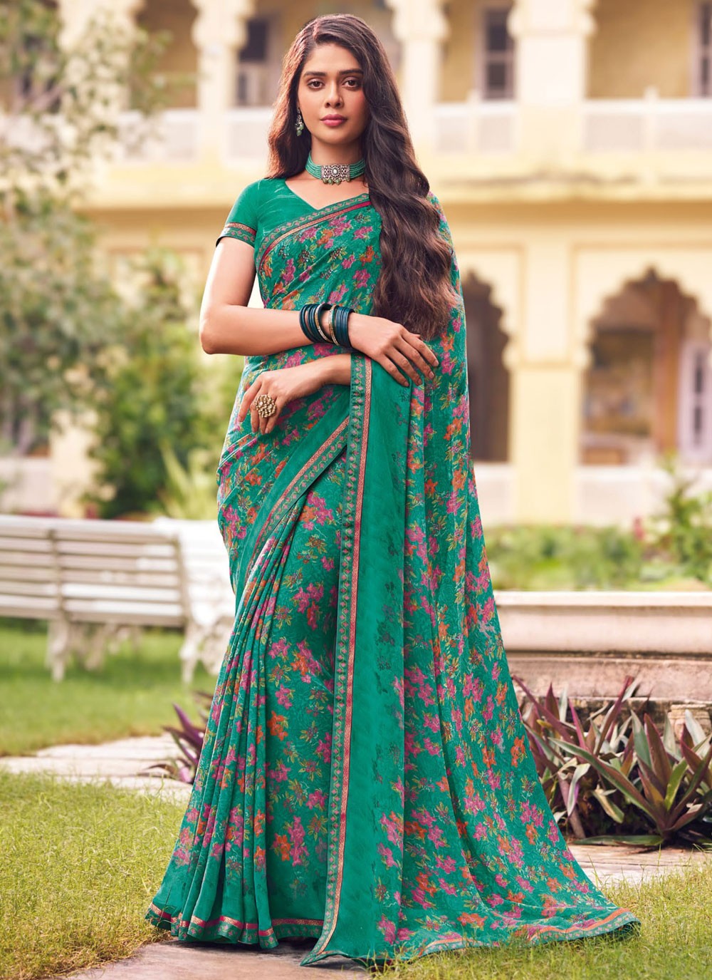 Classic Printed Georgette Saree - S9327