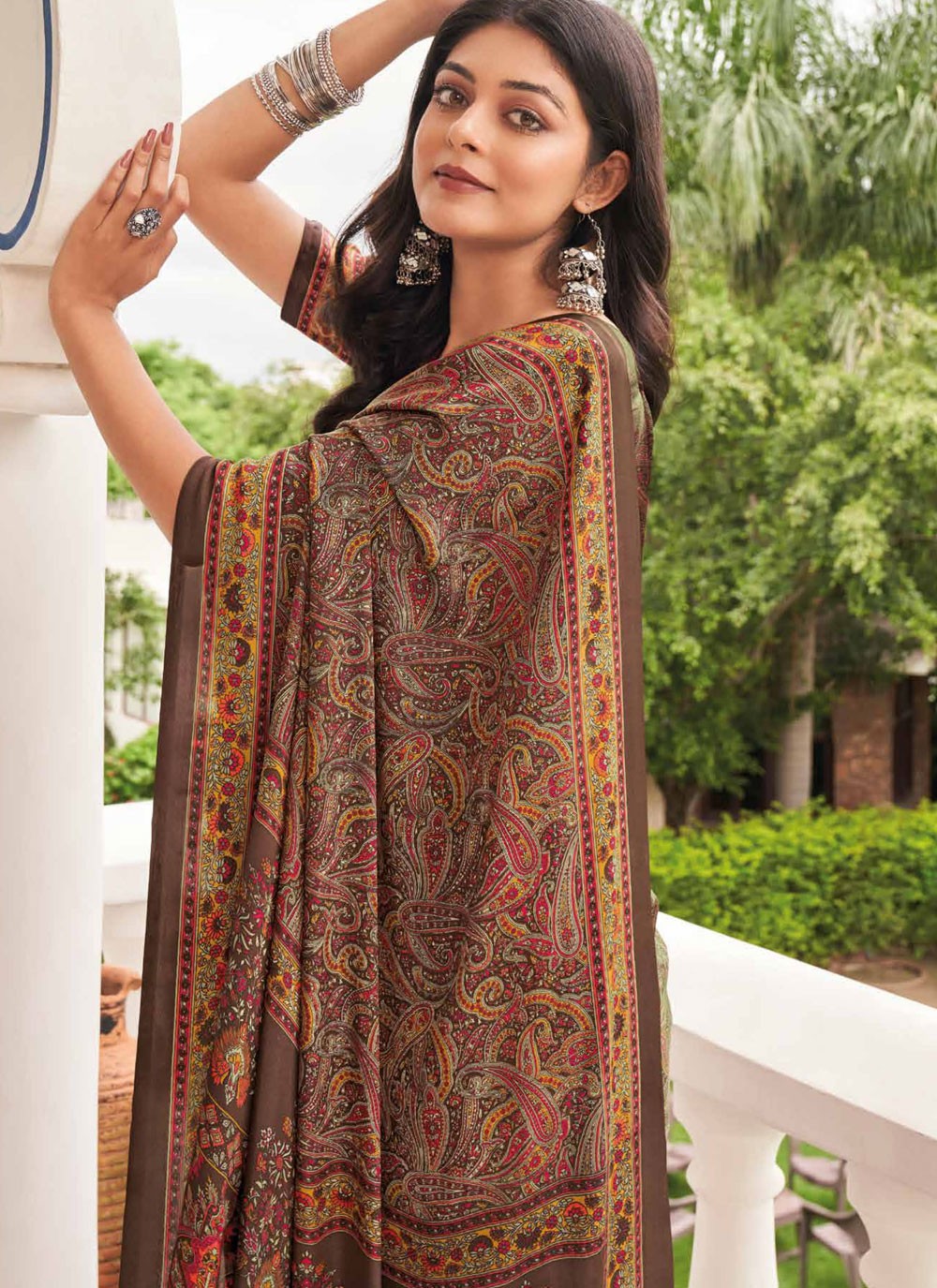 Contemporary Printed Pure Crepe Saree - S9443