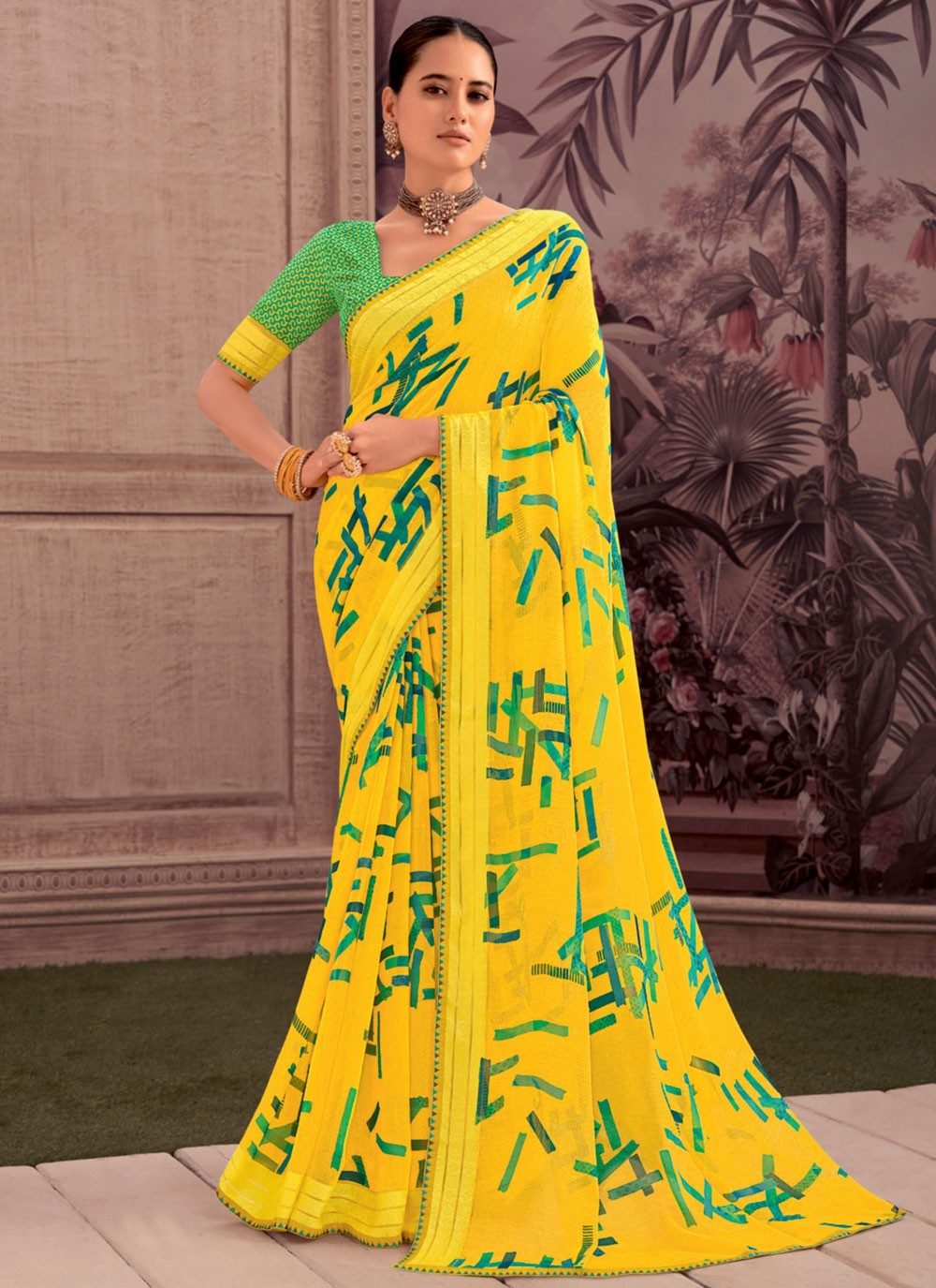 Classic Printed Georgette Saree - S9343