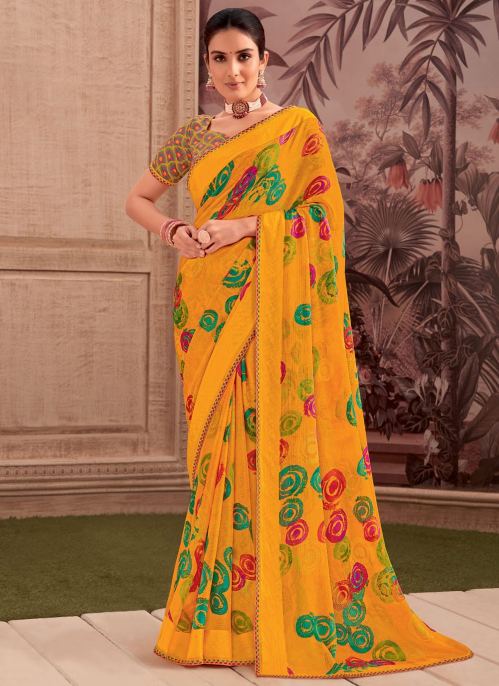 Classic Printed Georgette Saree - S9343