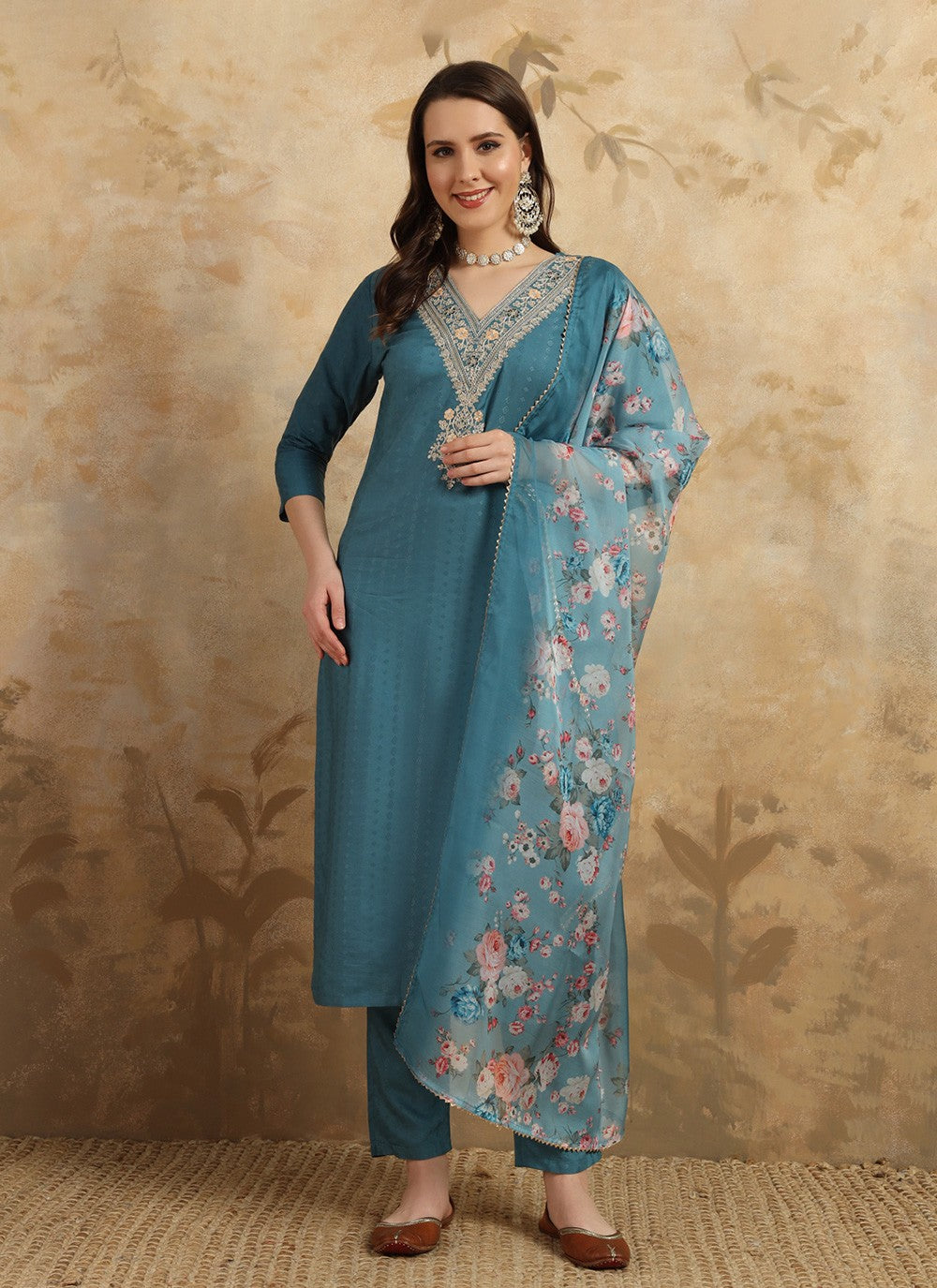 Chanderi Pant Style Suit - T3409