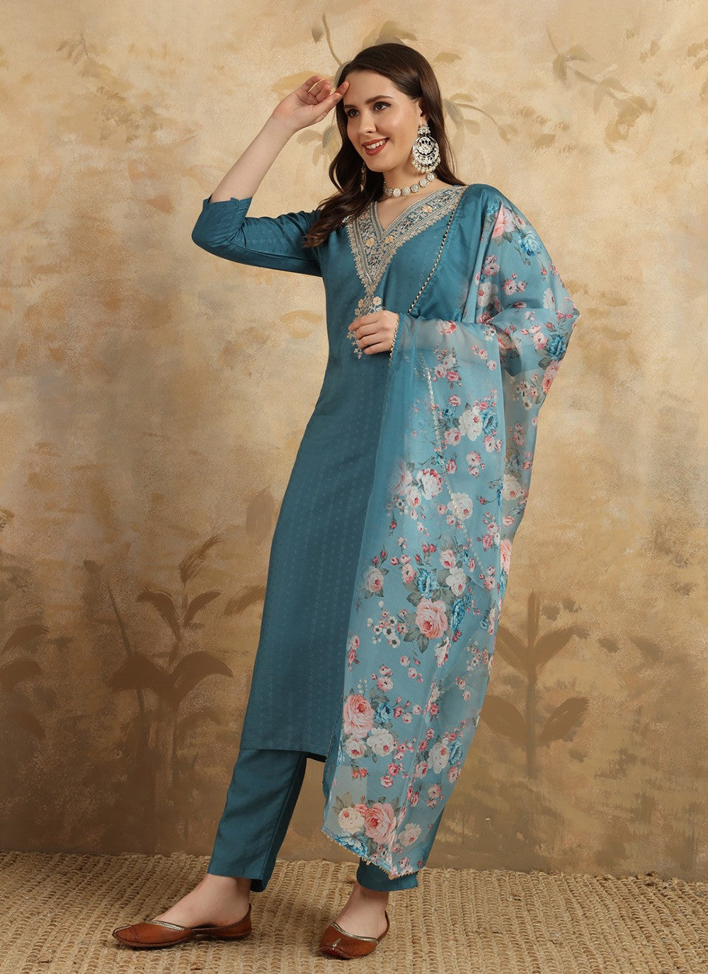 Chanderi Pant Style Suit - T3409