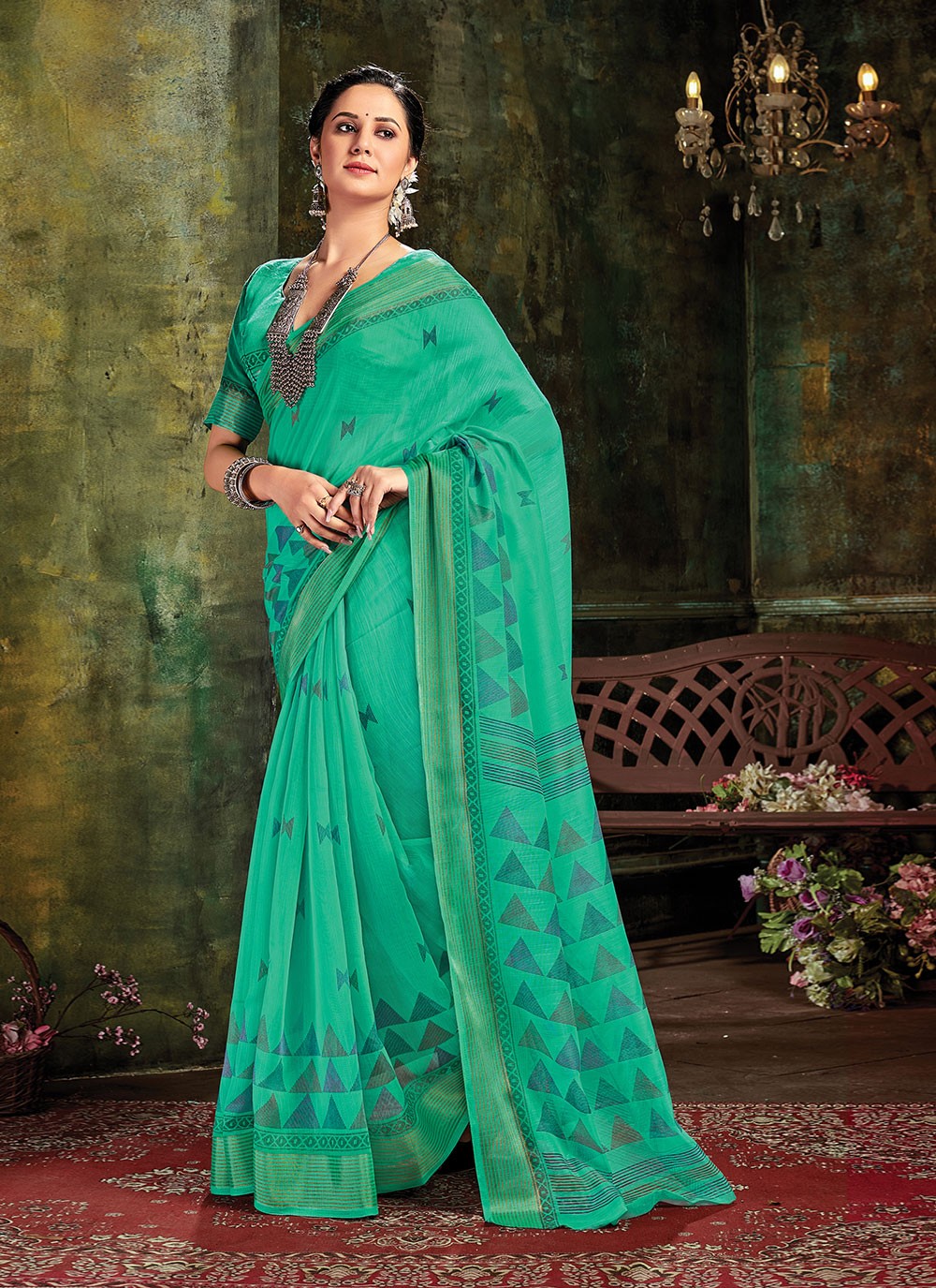 Classic Printed Cotton Saree - S1042