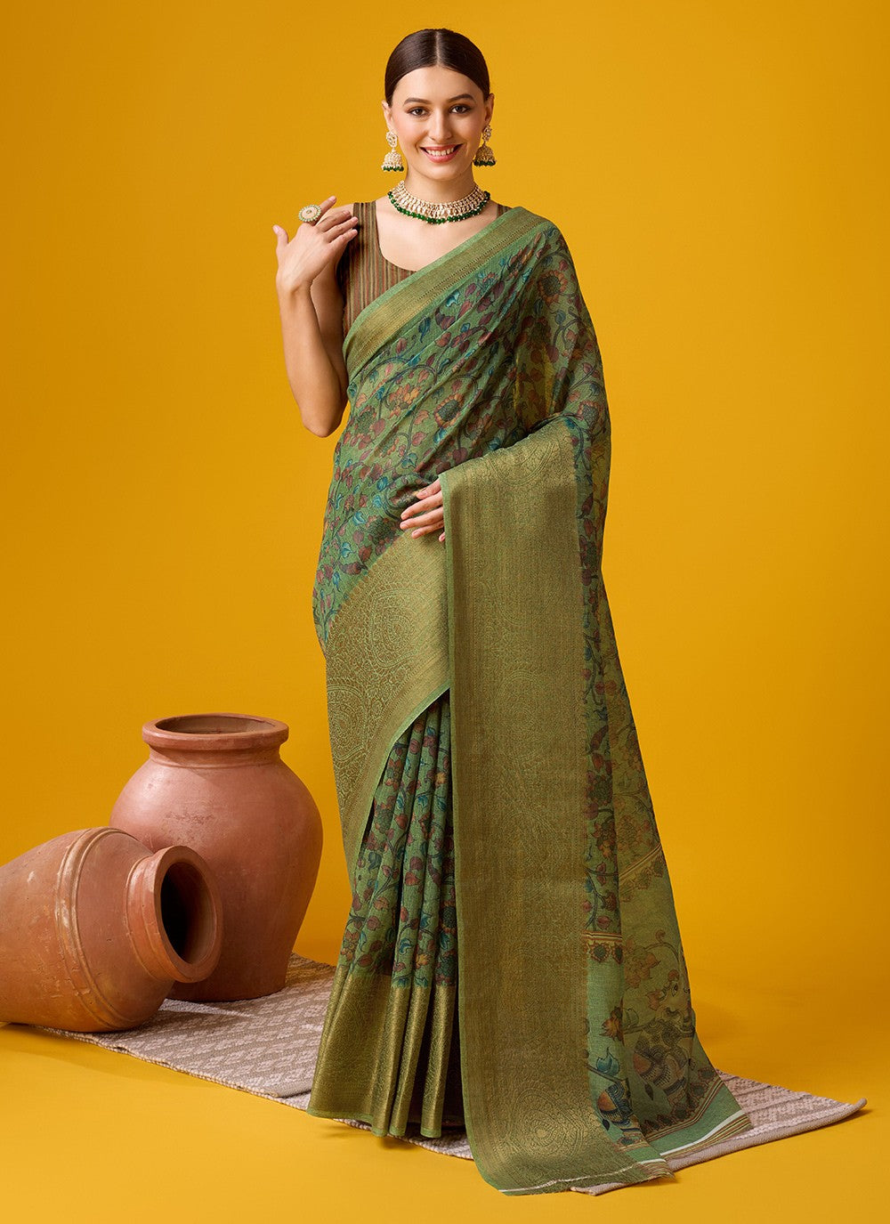 Classic Printed Cotton Saree - S6150