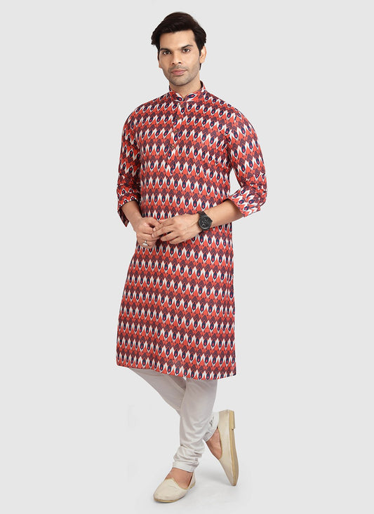 Printed Cotton Multi Colour Kurta Pyjama - M2706