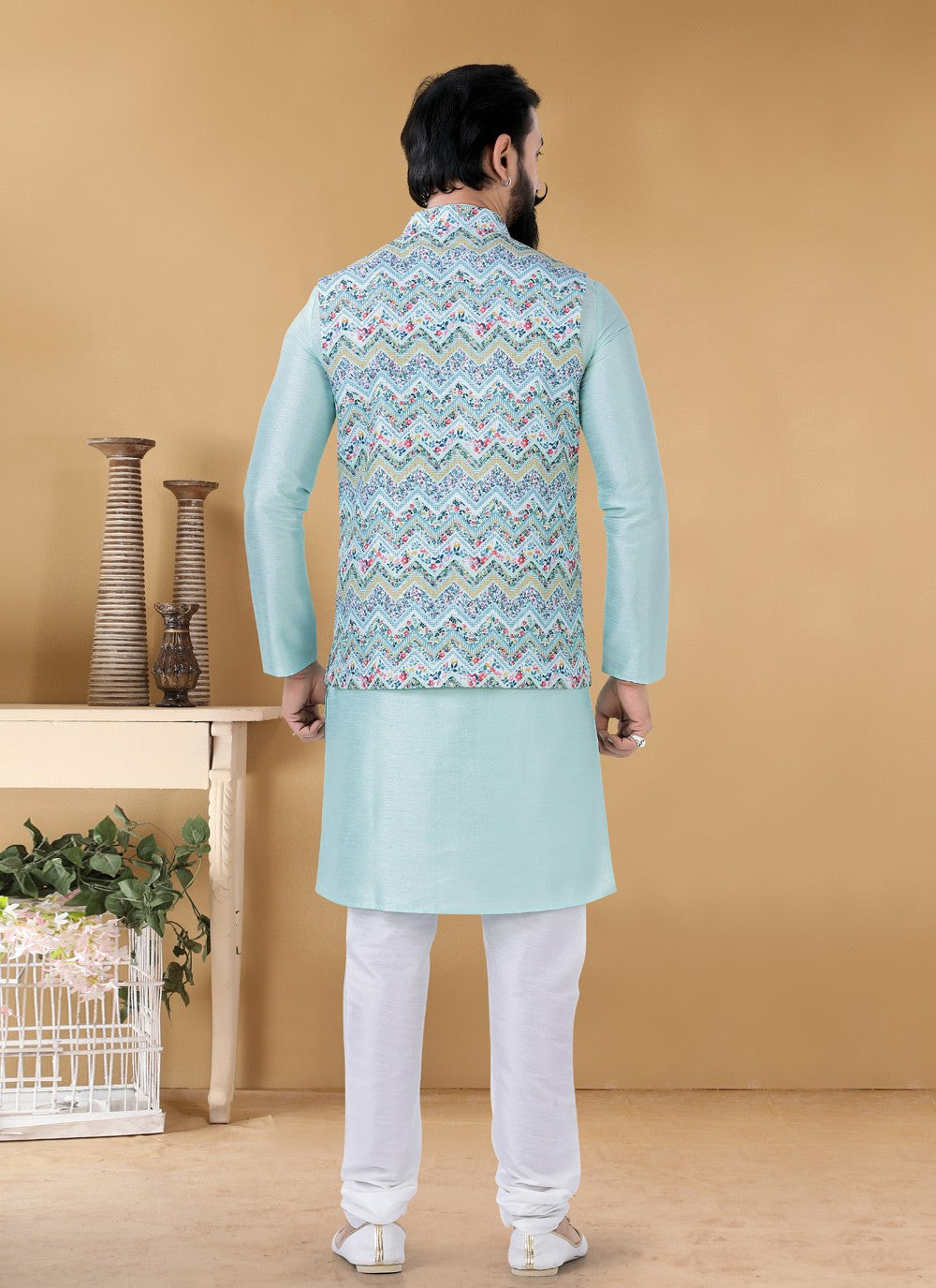 Printed Cotton Multi Colour Nehru Jackets - M4655