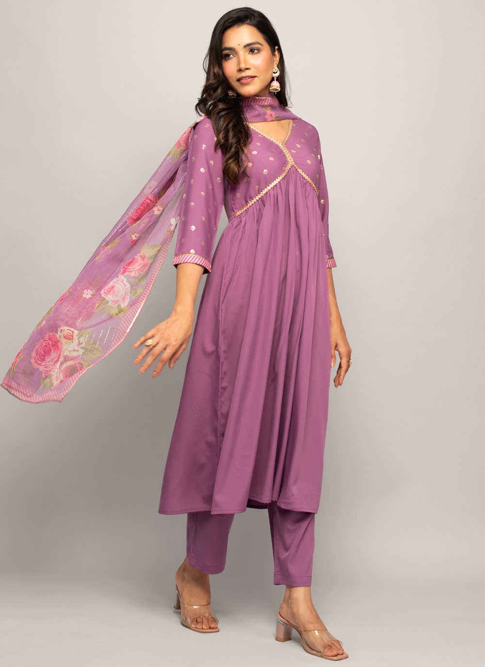 Faux Crepe Salwar Suit - T1674