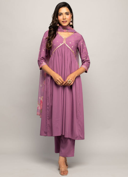 Faux Crepe Salwar Suit - T1674