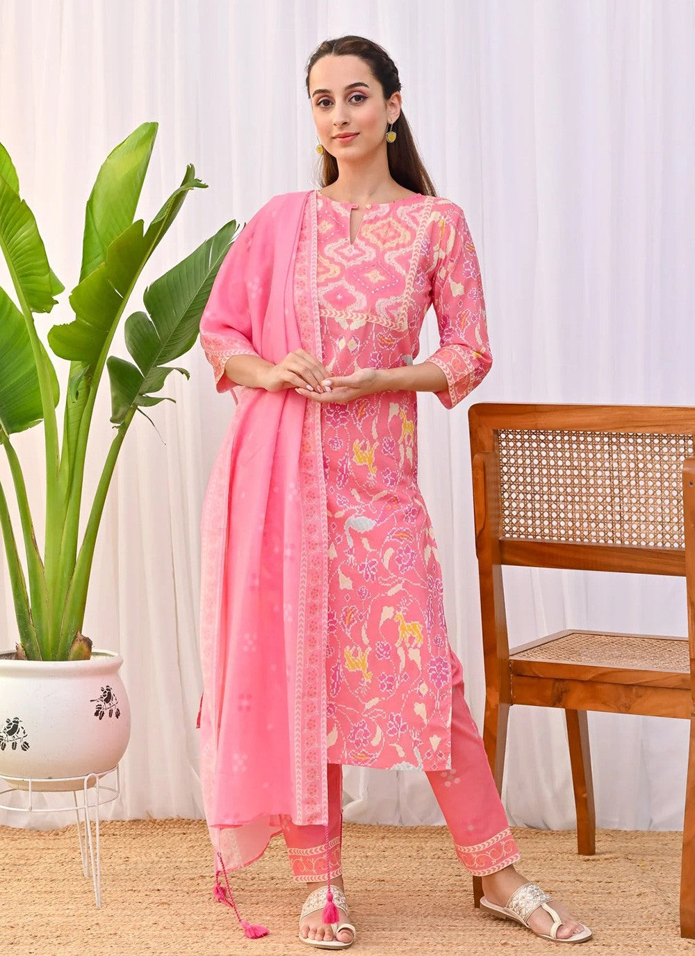 Embroidered Rayon Pant Style Suit - T4796