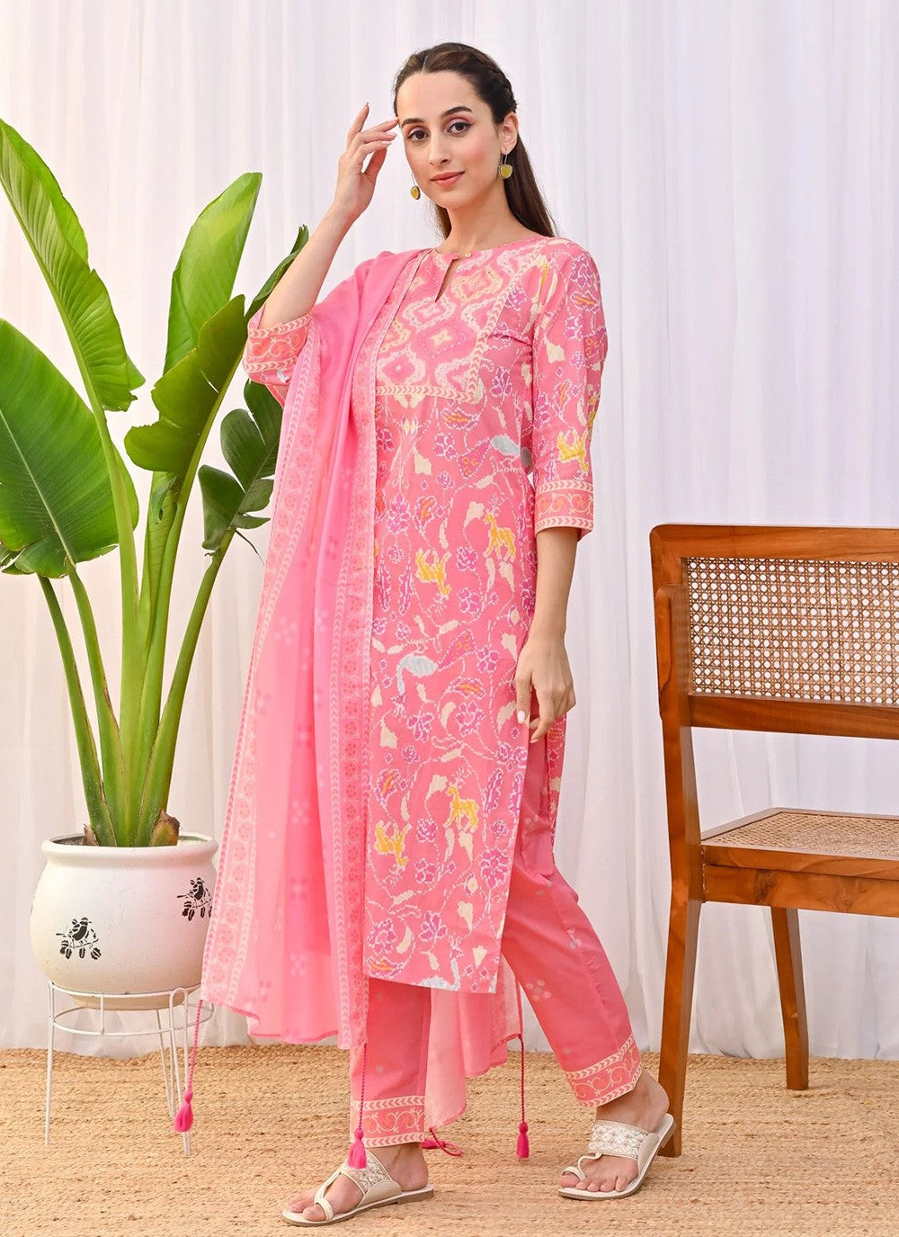 Embroidered Rayon Pant Style Suit - T4796