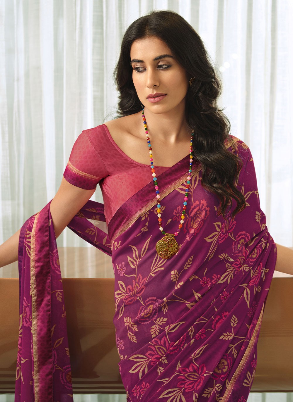 Traditional Lace Georgette Saree - S2868