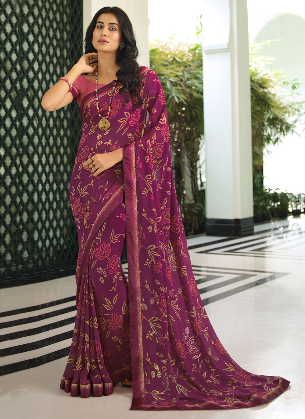 Traditional Lace Georgette Saree - S2868