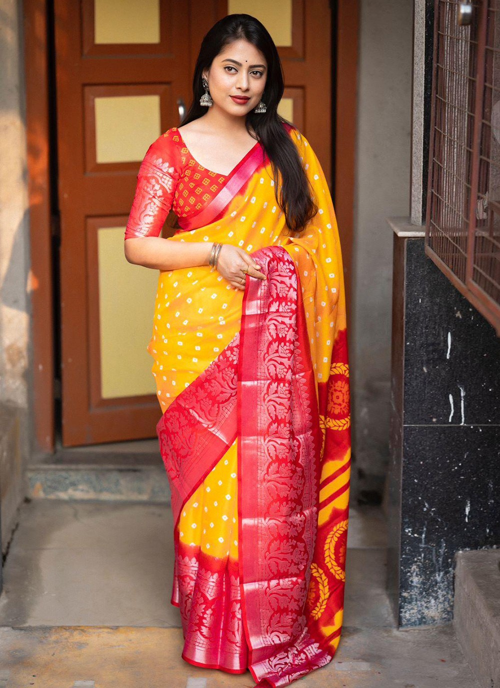 Classic Printed Cotton , Crepe Silk Saree - S5825