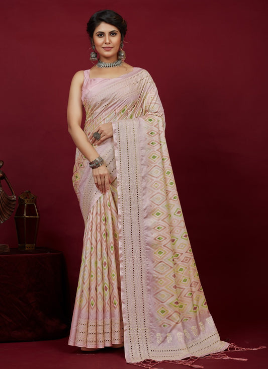 Classic Chikankari Work Cotton Silk Saree - S3614