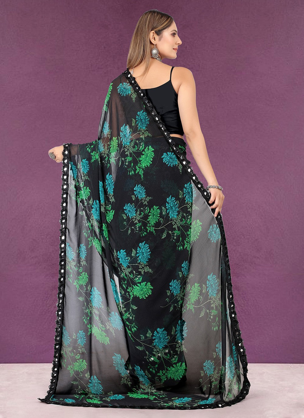 Trendy Printed Chiffon Saree - S3416