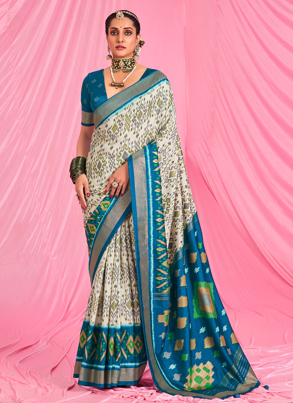 Classic Printed Patola Silk Saree - S6072