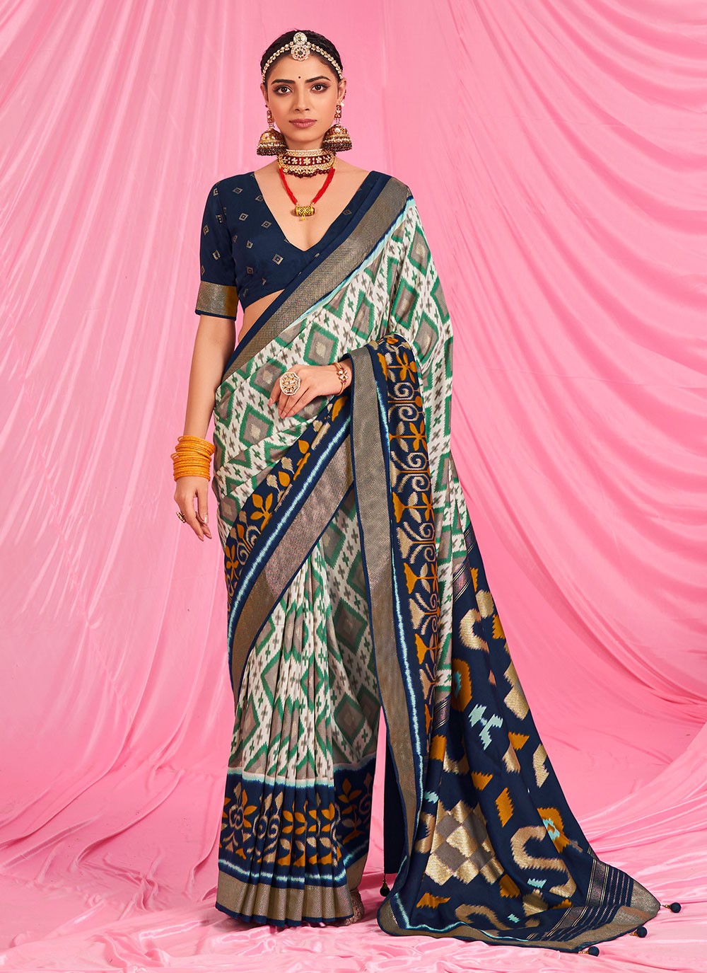 Classic Printed Patola Silk Saree - S6072