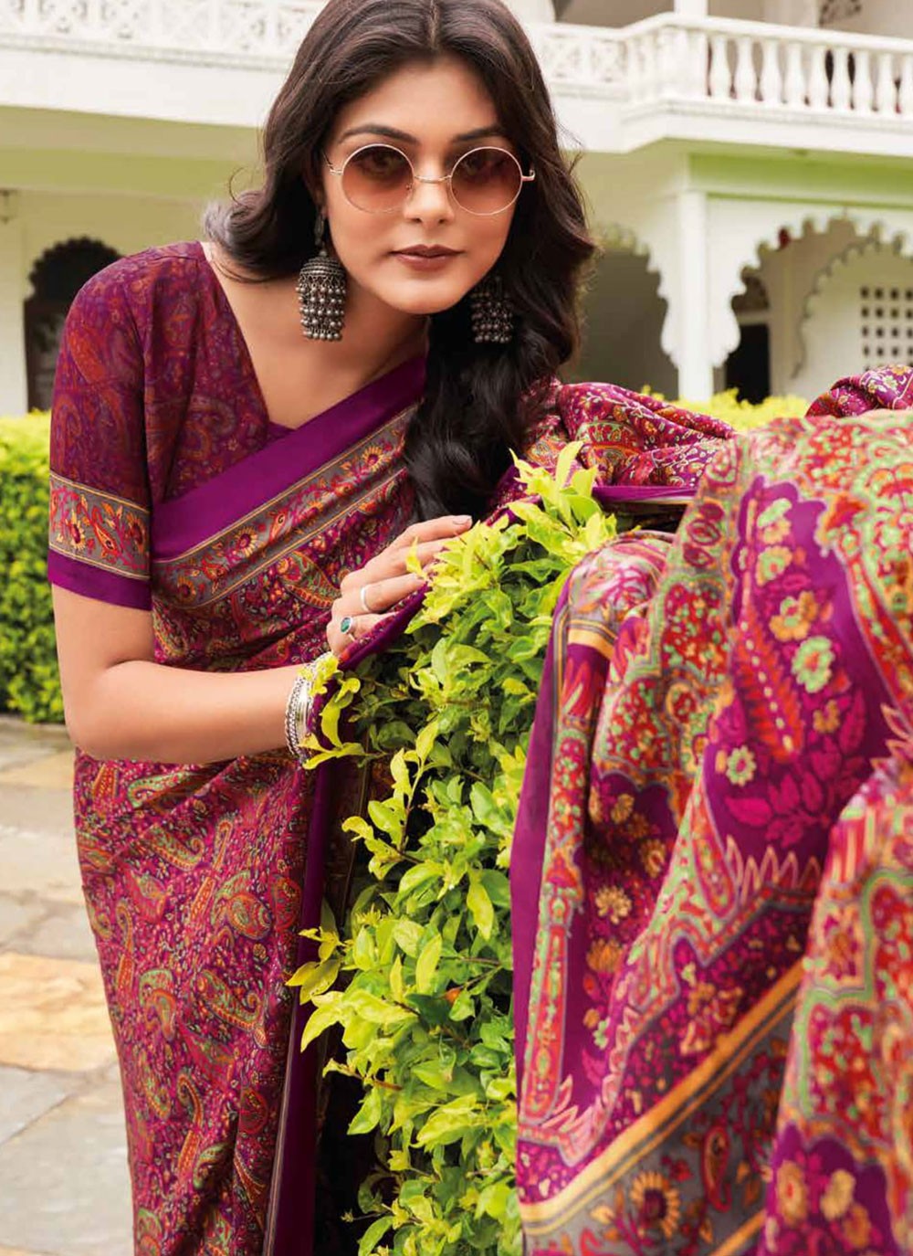 Contemporary Printed Pure Crepe Saree - S9443