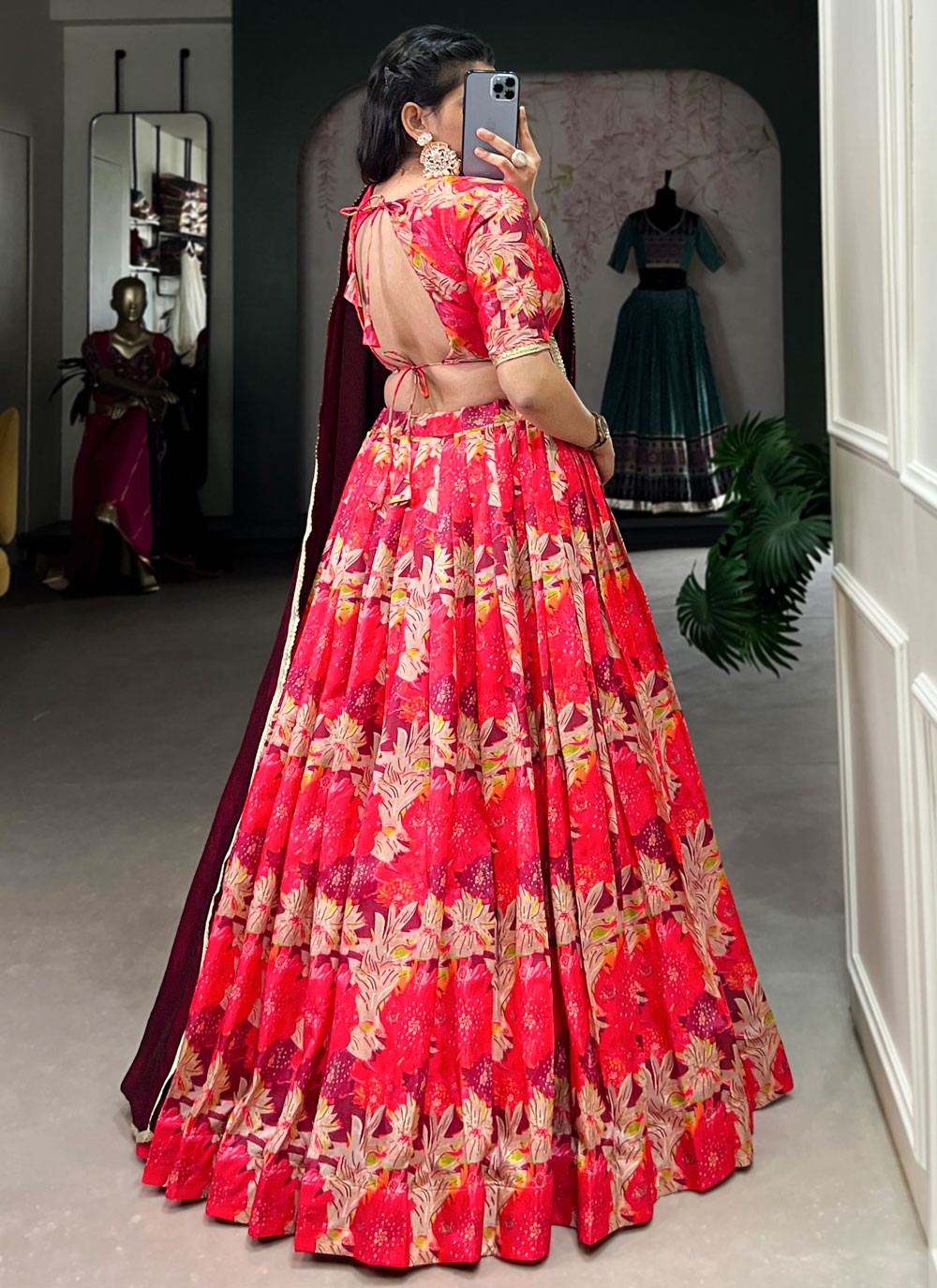 Printed Tussar Silk Lehenga - L3168