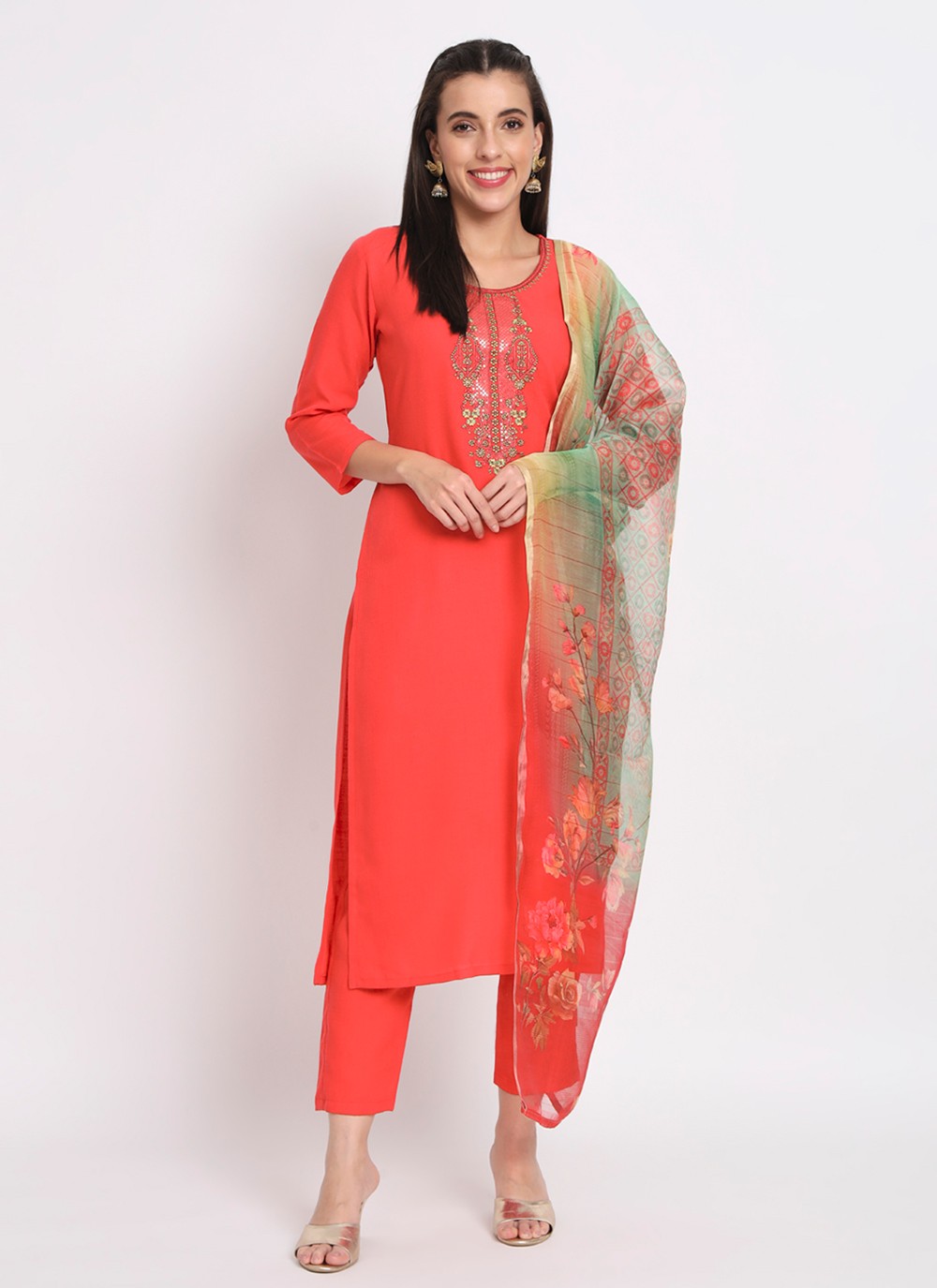 Printed Cotton Pant Style Suit - T4496