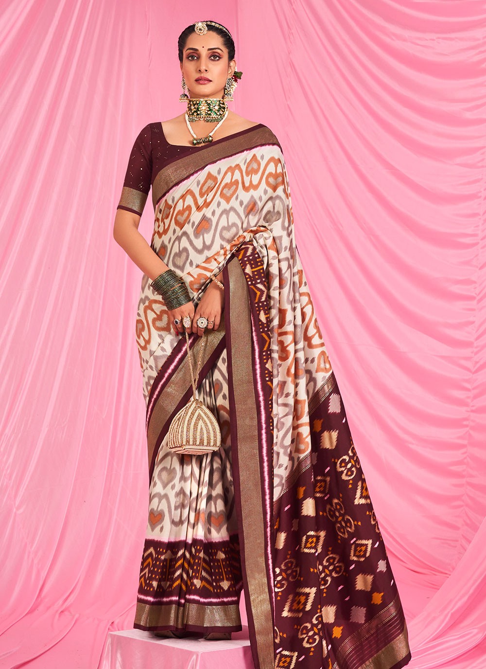 Classic Printed Patola Silk Saree - S6072