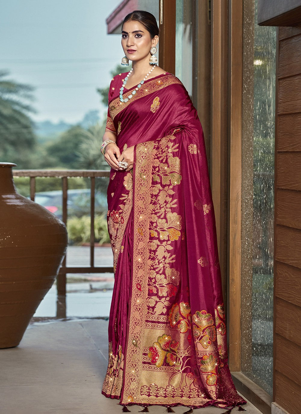 Trendy Printed Silk Saree - S9913