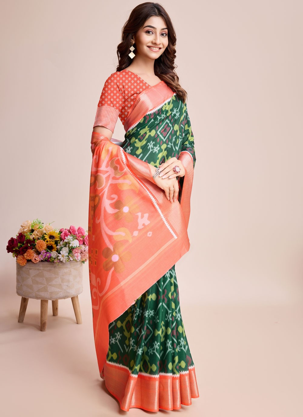 Trendy Digital Print Pure Dola Blue Saree - S10959