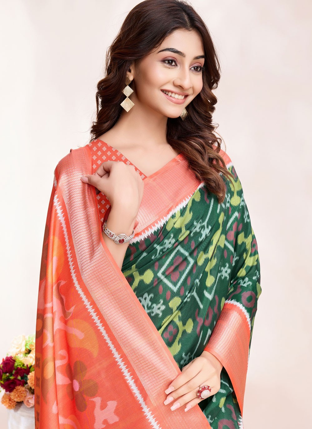 Trendy Digital Print Pure Dola Blue Saree - S10959