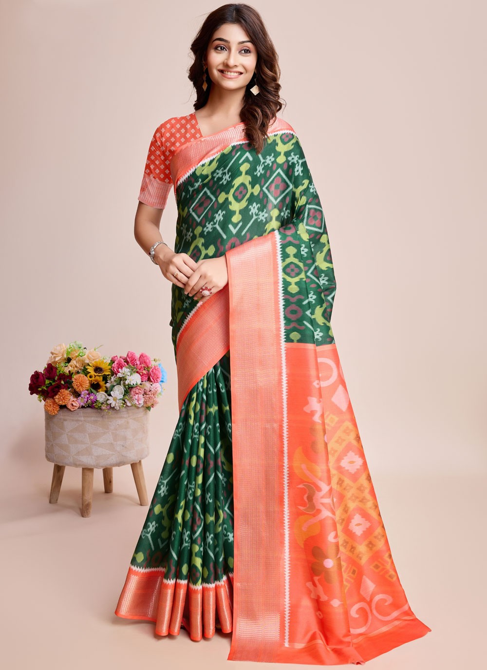 Trendy Digital Print Pure Dola Blue Saree - S10959