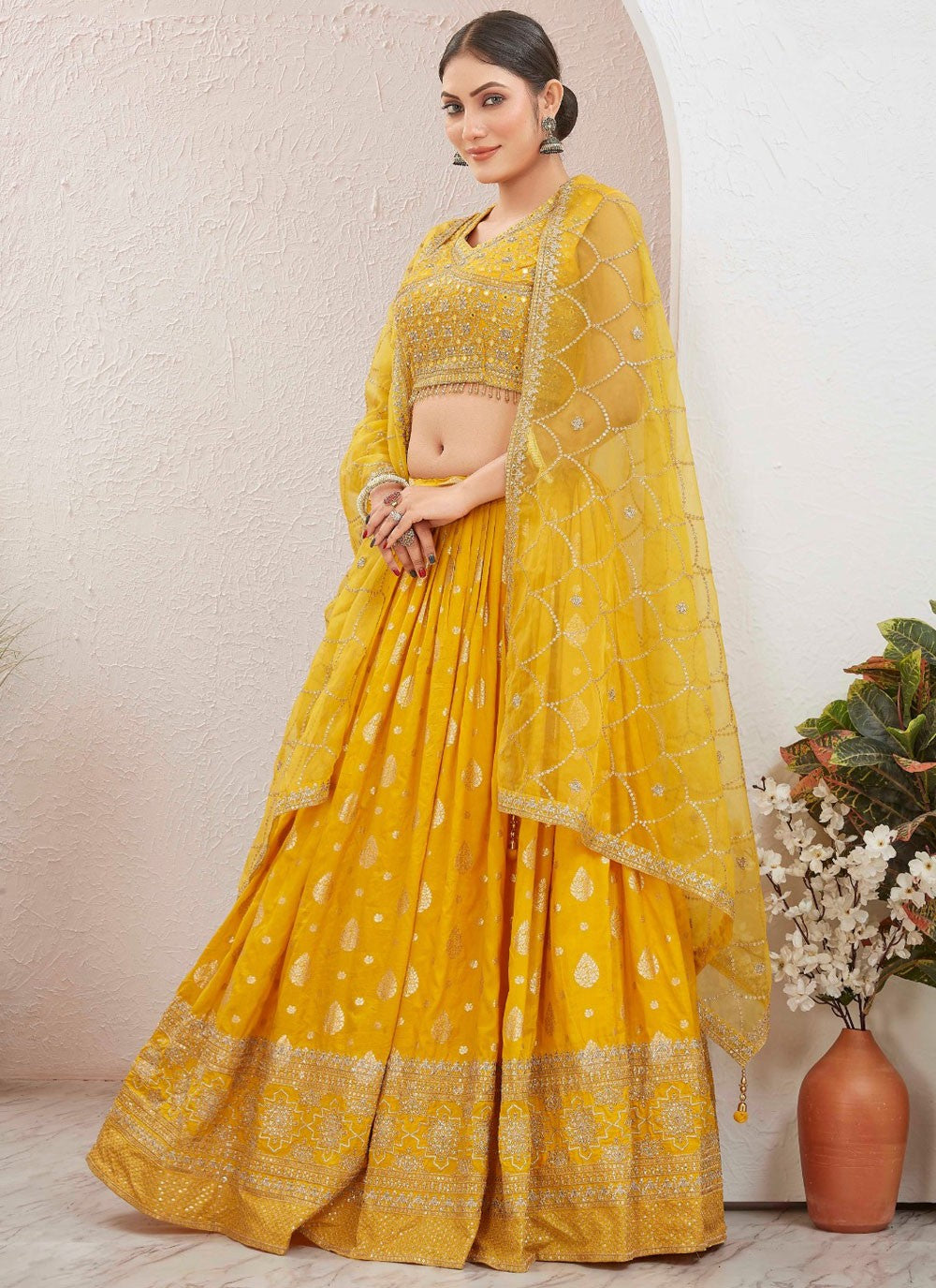 Embroidered Pure Dola Lehenga - L3088