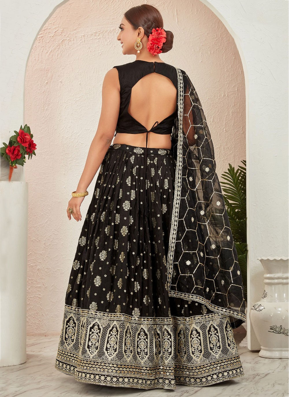 Embroidered Pure Dola Lehenga - L3155