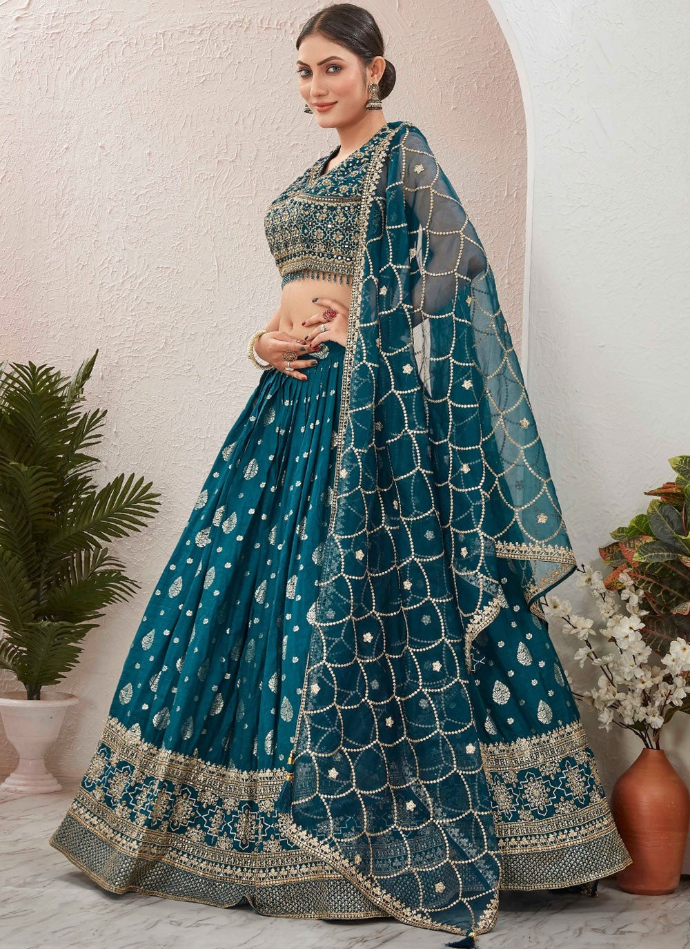 Embroidered Pure Dola Lehenga - L3088