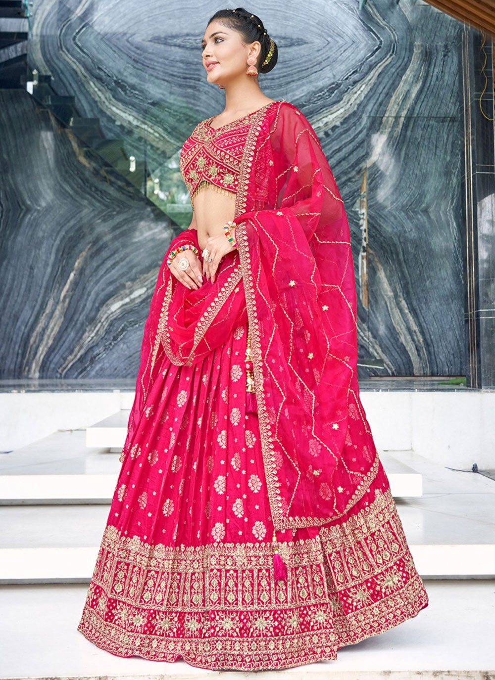 Embroidered Pure Dola Lehenga - L3098