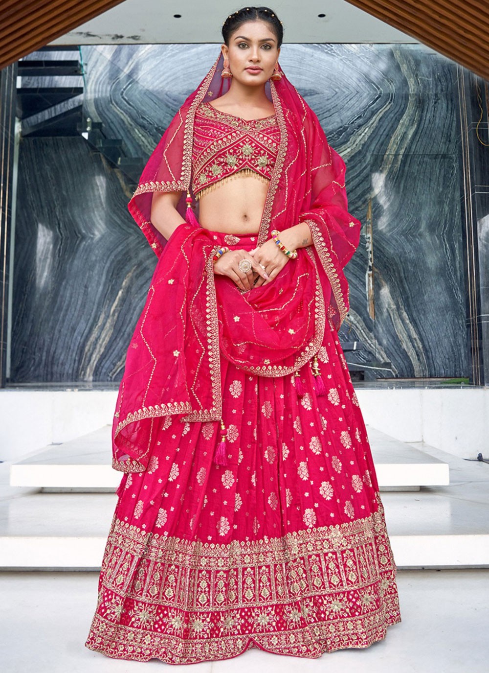 Embroidered Pure Dola Lehenga - L3098