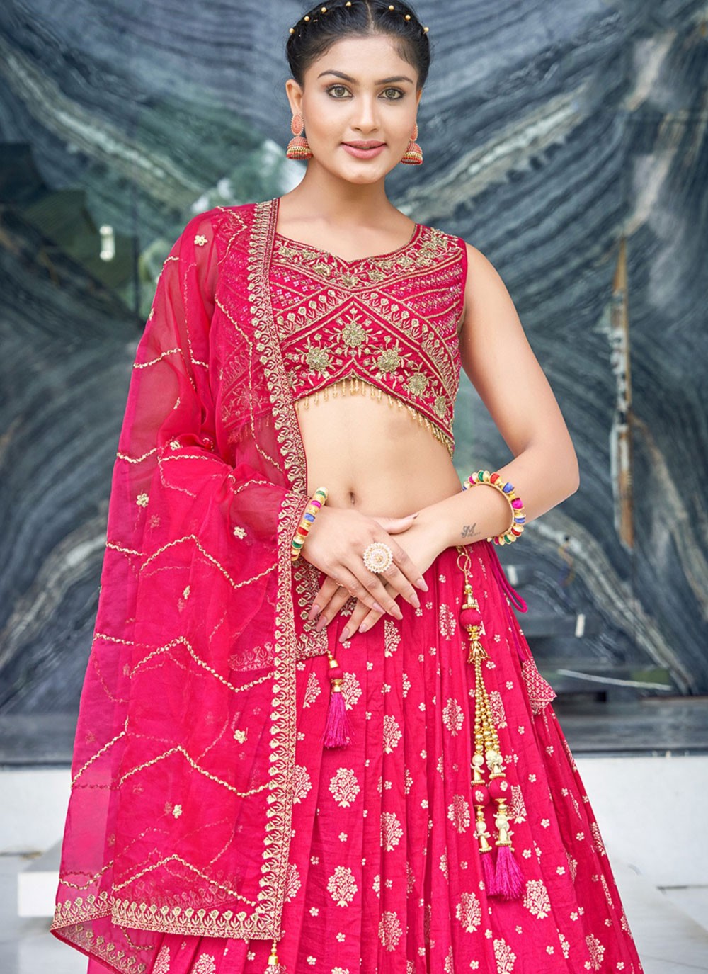 Embroidered Pure Dola Lehenga - L3098