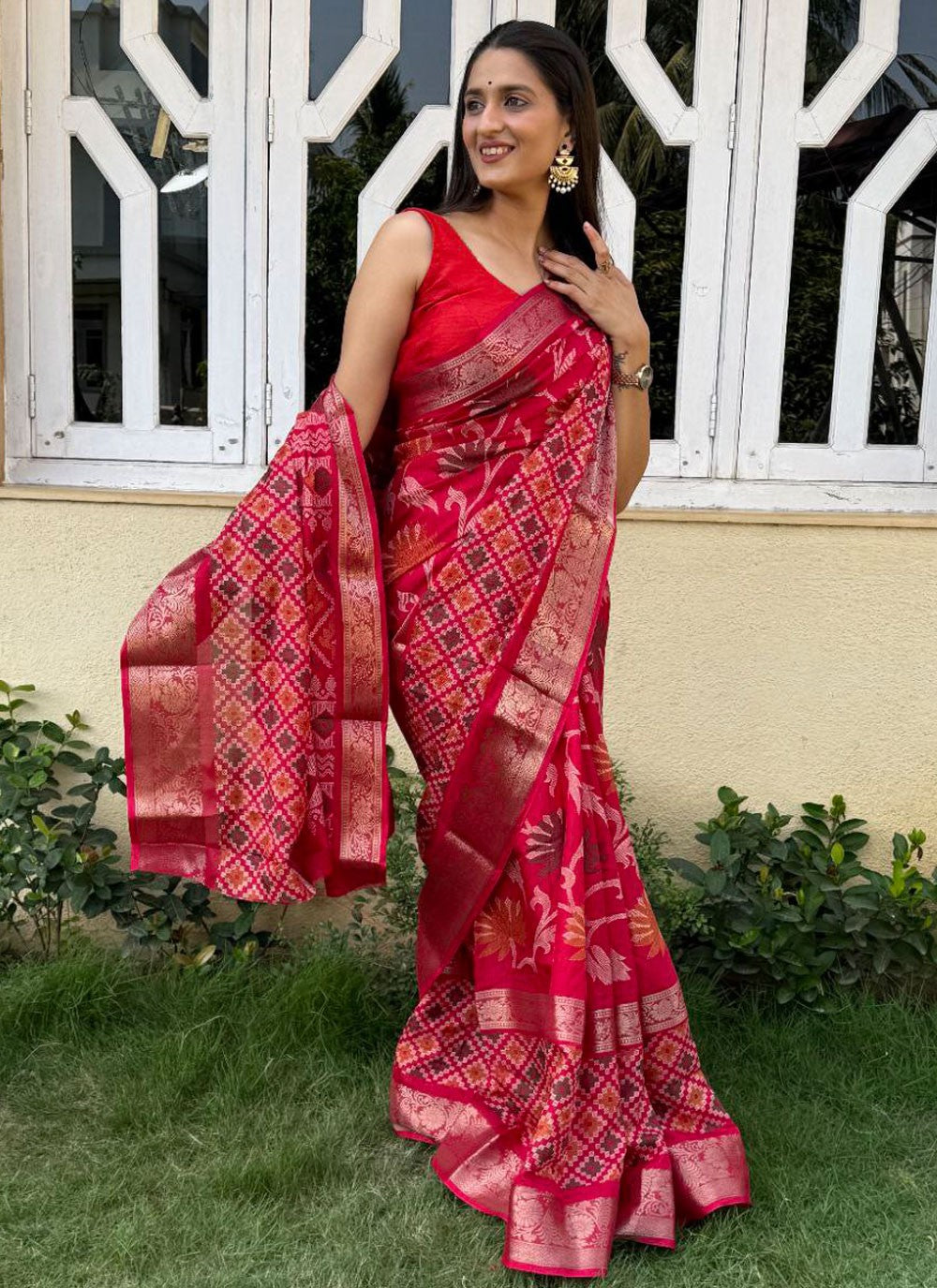 Printed, Weaving Zari Pure Dola Saree - S11976