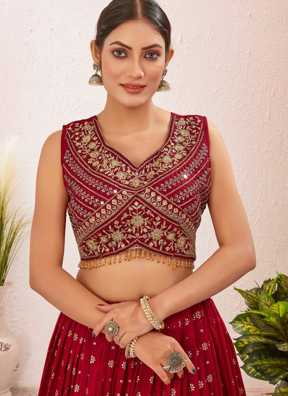 Embroidered Pure Dola Lehenga - L3098