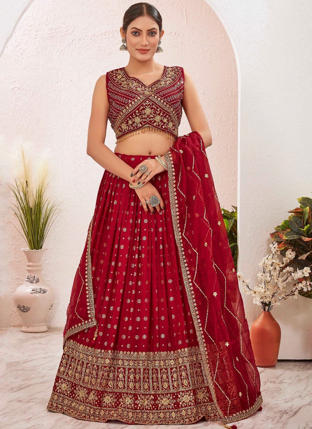 Embroidered Pure Dola Lehenga - L3098