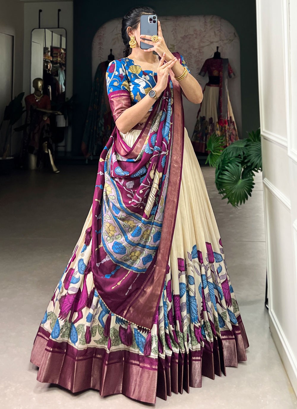 Printed Pure Dola Lehenga - L3192