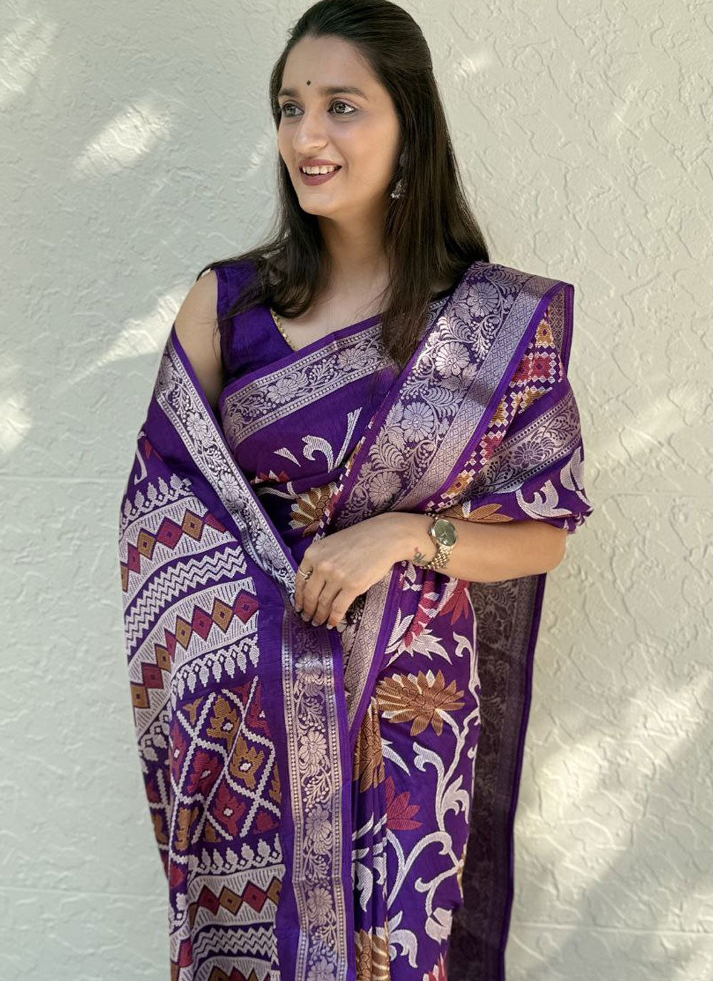 Printed, Weaving Zari Pure Dola Saree - S11976