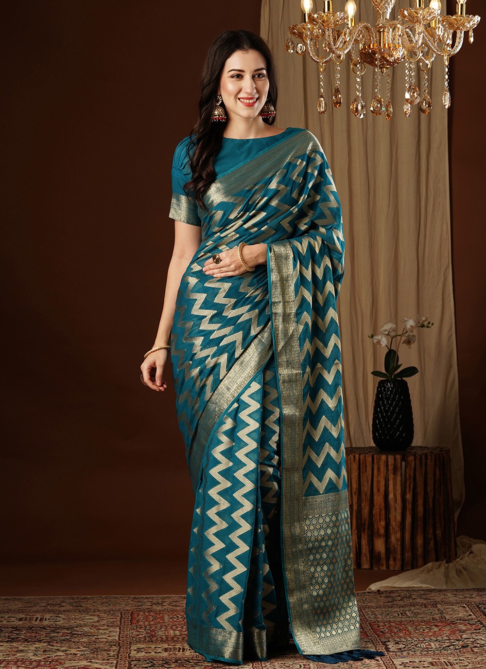 Classic Weaving Zari Pure Georgette Saree - S7628