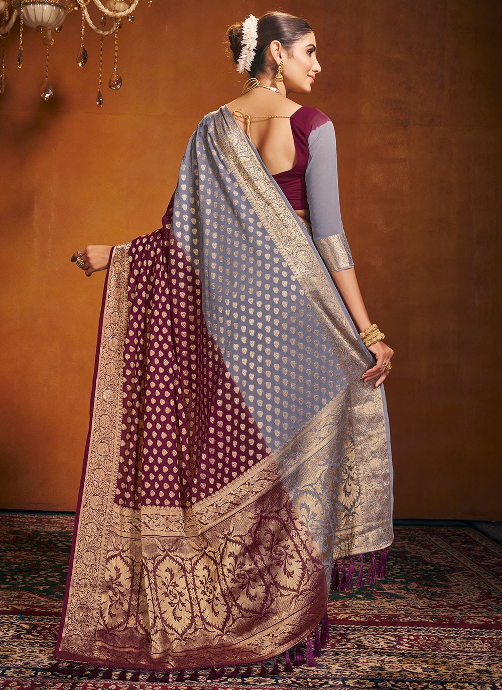 Trendy Weaving Zari Pure Georgette Saree - S4581