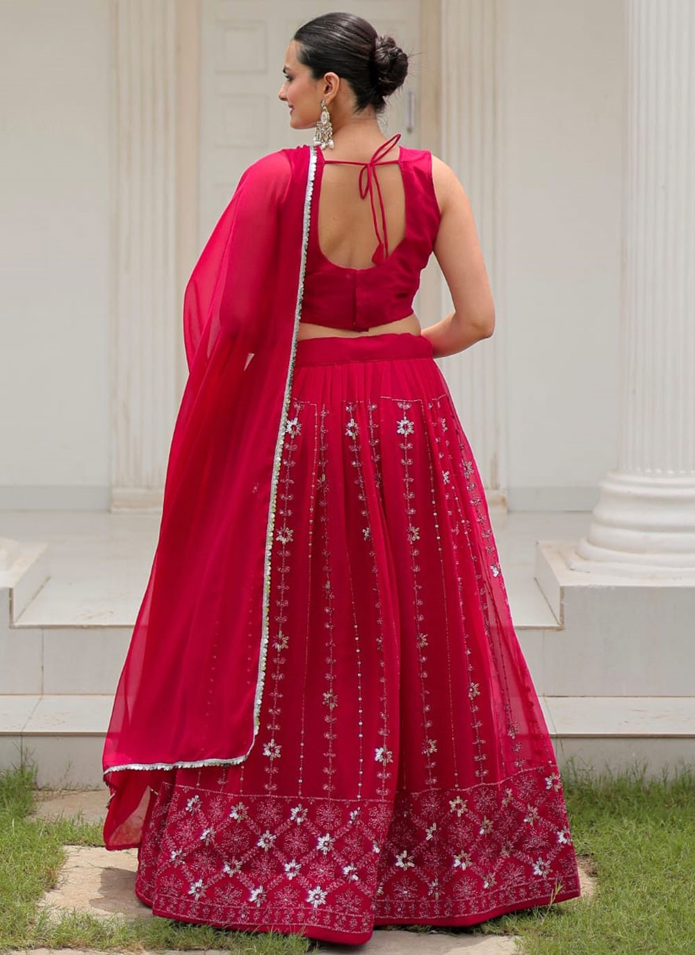 Embroidered Pure Georgette A - Line Lehenga - L2323