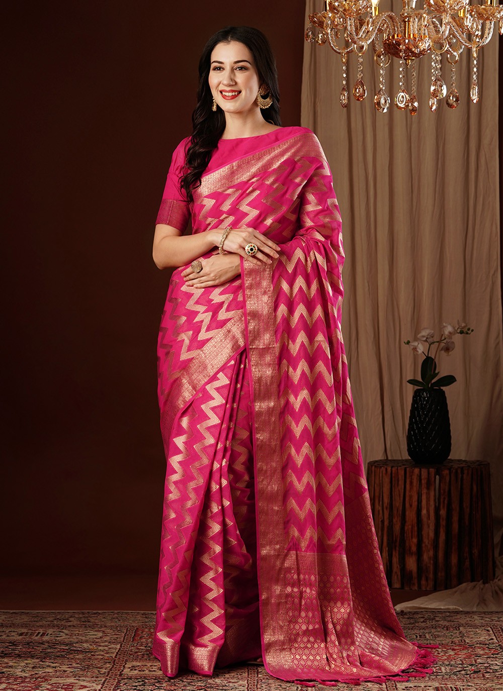 Classic Weaving Zari Pure Georgette Saree - S7628