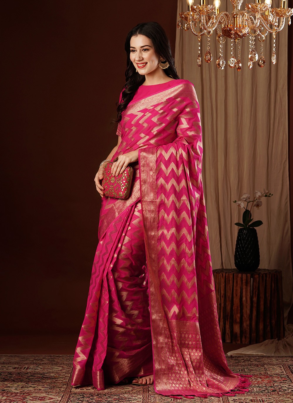 Classic Weaving Zari Pure Georgette Saree - S7628