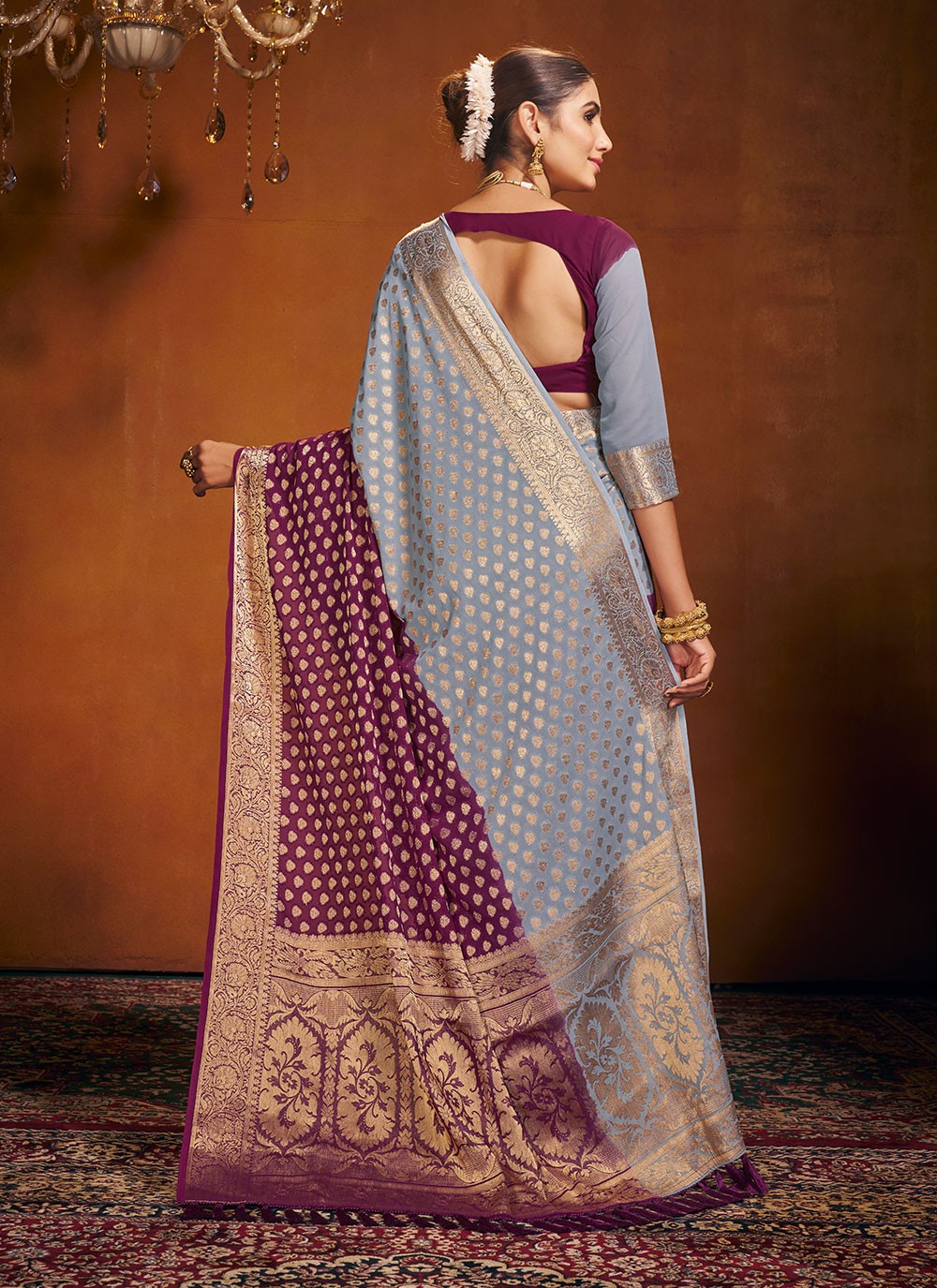 Trendy Weaving Zari Pure Georgette Saree - S4581