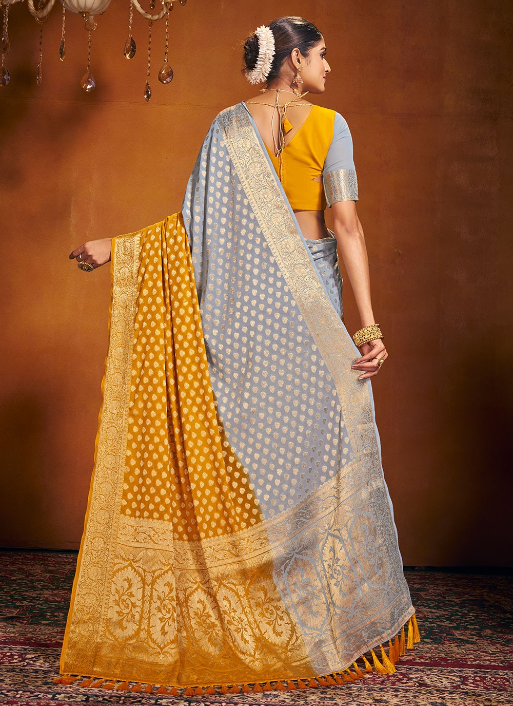 Trendy Weaving Zari Pure Georgette Saree - S4581