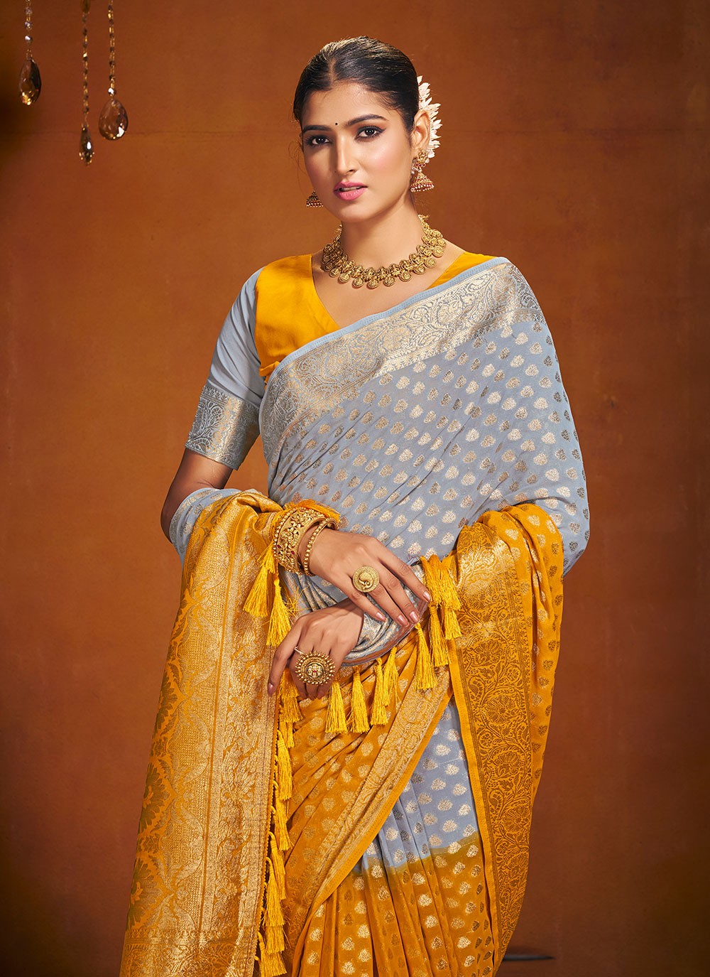 Trendy Weaving Zari Pure Georgette Saree - S4581