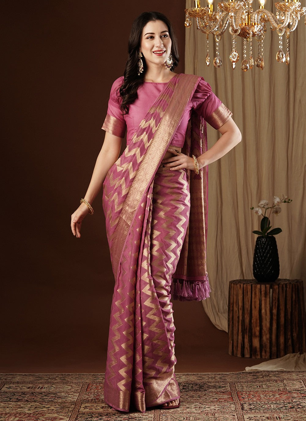 Classic Weaving Zari Pure Georgette Saree - S7628