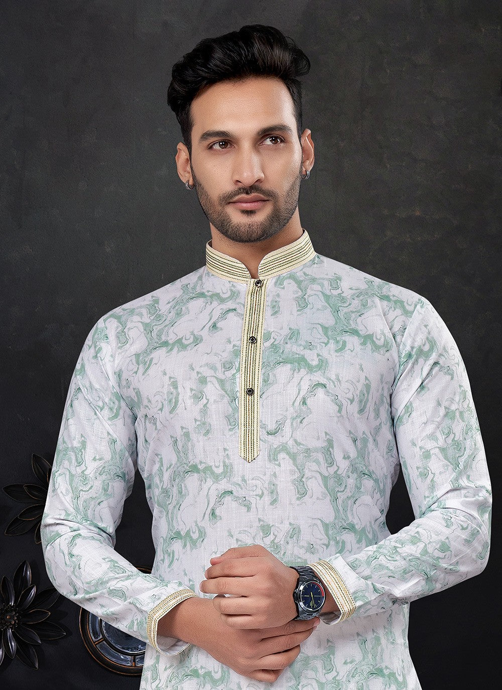 Embroidered Pure Silk Aqua Blue Kurta Pyjama - M8288